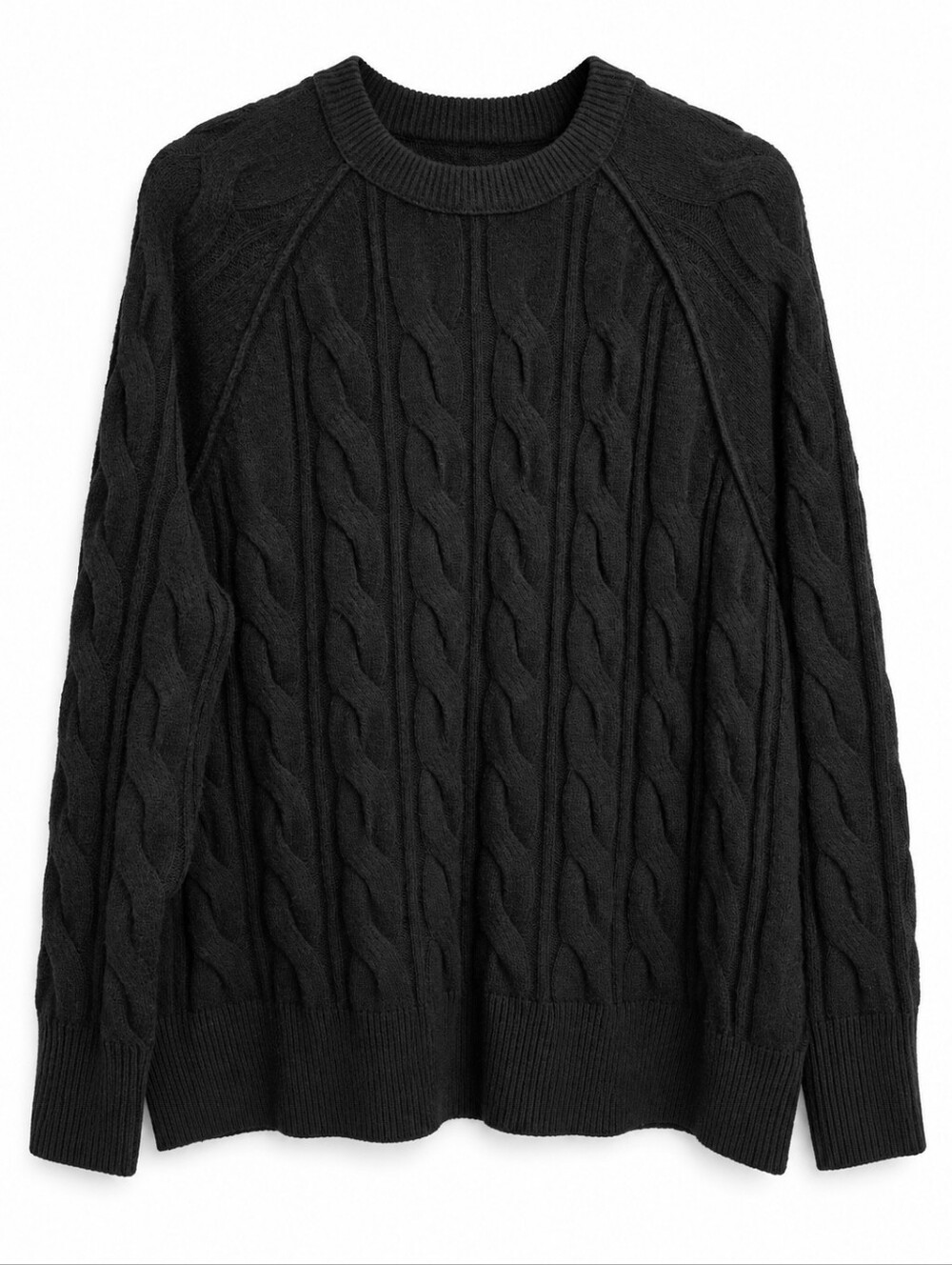 Aerie Black Cable Knit Crewneck Sweater NWT Women’s L
